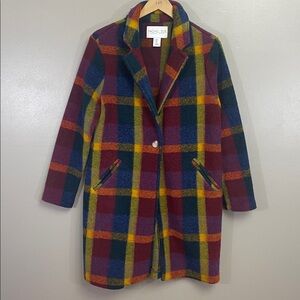 Rachel Zoe Multicolor Plaid Trench Coat